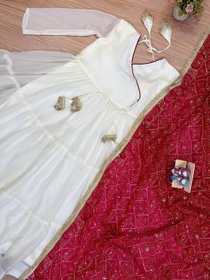 white color embroidery work silk blend salwar suit 4