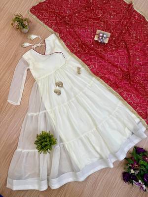 white color embroidery work silk blend salwar suit 5