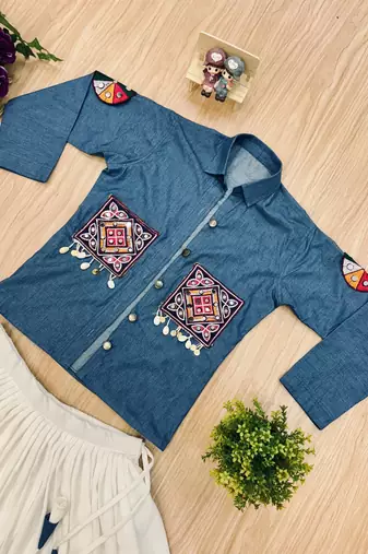 White Embroidery and Mirror work And Aari mirror work Cotton Navratri Lahenga Choli Set 