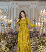 Digital print heavy chinon shrug sharara suit