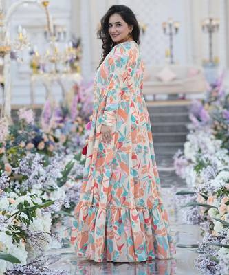 Digital print heavy chinon shrug sharara suit 2