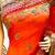 Pure georgette wedding wear saree in red & orange with embroidery work & crystal stone work
