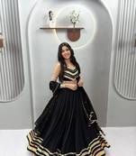 Black Heavy gamthi work & miror lace Cotton Navratri Lahenga Choli Set