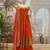 orange color embroidered and mirror work silk blend salwar suit 