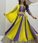 Light Green Hand Work Cotton Navratri Lahenga Choli Set