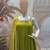 olive color embroidered and mirror work silk blend salwar suit 