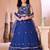 Royal blue embroidered net a line lehenga choli dupatta