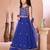 Royal blue embroidered net a line lehenga choli dupatta