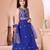 Royal blue embroidered net a line lehenga choli dupatta