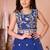 Royal blue embroidered net a line lehenga choli dupatta