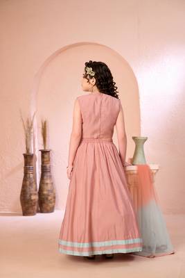 Pink embroidered cotton silk a line lehenga choli dupatta 4