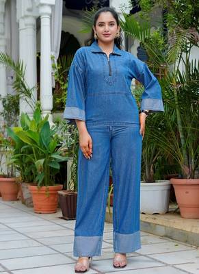 Denim half-zip co-ord 1