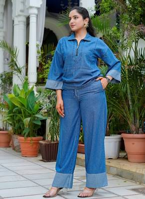 Denim half-zip co-ord 3