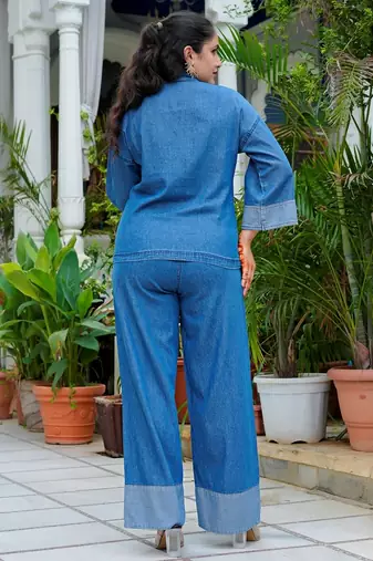 Denim half-zip co-ord