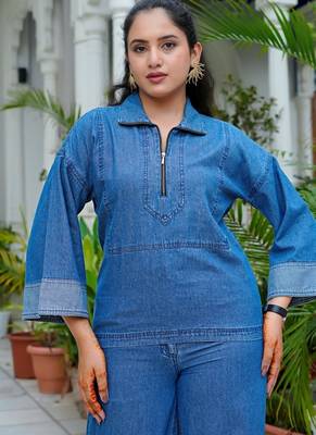 Denim half-zip co-ord 5