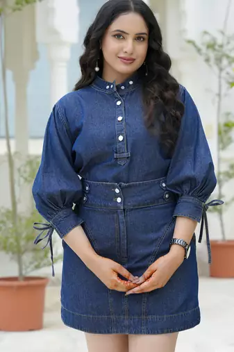 Indigo denim shirt dress