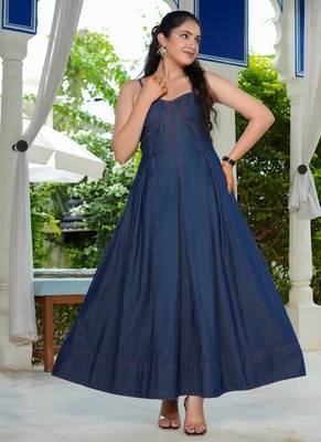 Denim bustier maxi dress 1