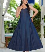 Denim bustier maxi dress