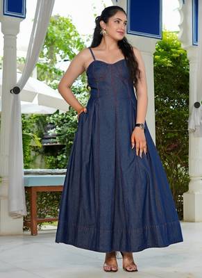 Denim bustier maxi dress 3