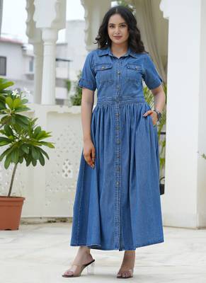Denim shirt maxi dress 1