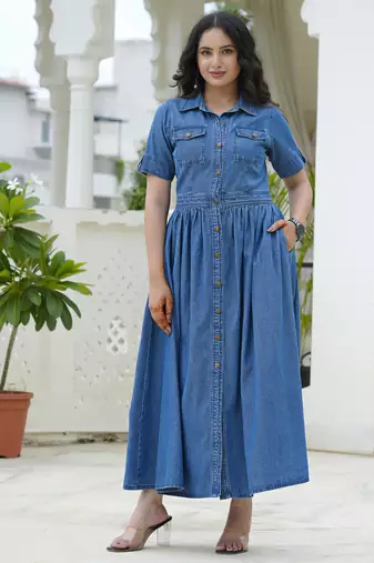 Denim shirt maxi dress