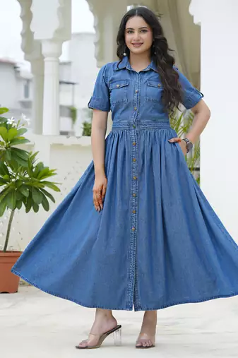 Denim shirt maxi dress
