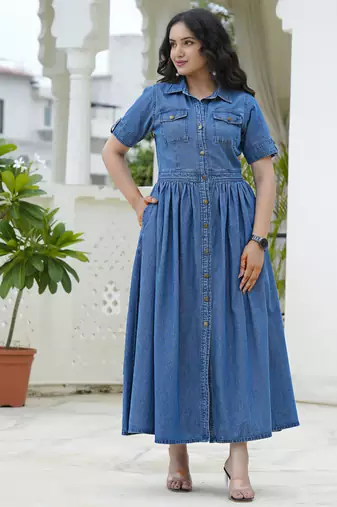 Denim shirt maxi dress