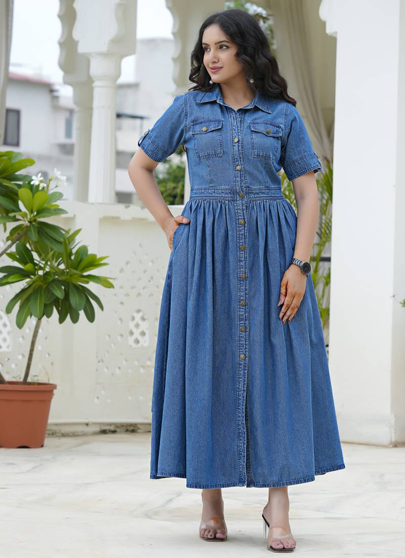 Denim shirt maxi dress