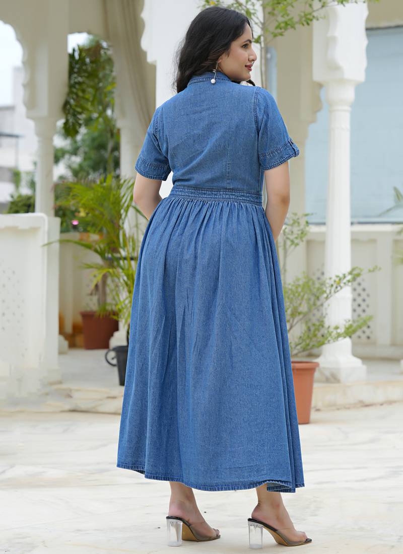 Denim shirt maxi dress