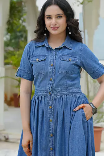Denim shirt maxi dress