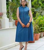 Denim side tie ups midi dress