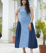Two-tone denim midi dress