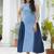 Two-tone denim midi dress