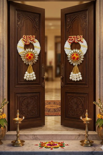 handmade decorative traditional hanging  multicolour toran for pom-pom toran for home decor (pack of 2)