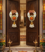 handmade decorative traditional hanging  multicolour toran for pom-pom toran for home decor (pack of 2)