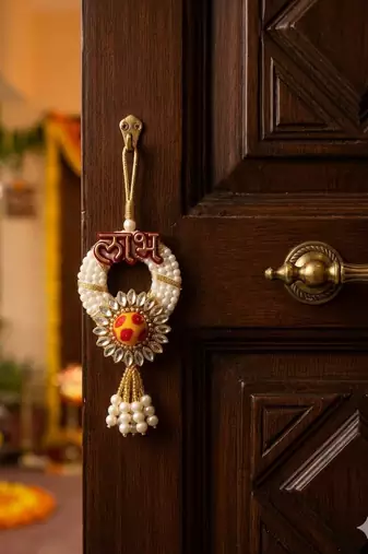 handmade decorative traditional hanging  multicolour toran for pom-pom toran for home decor (pack of 2)
