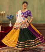 Multi Color Real Mirror Work and Embroidery Work Georgette Navratri Lehenga Choli Set 
