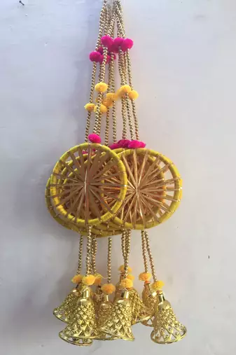 handmade hanging decorative door toran tassel religious home temple decorations (pack of 4)