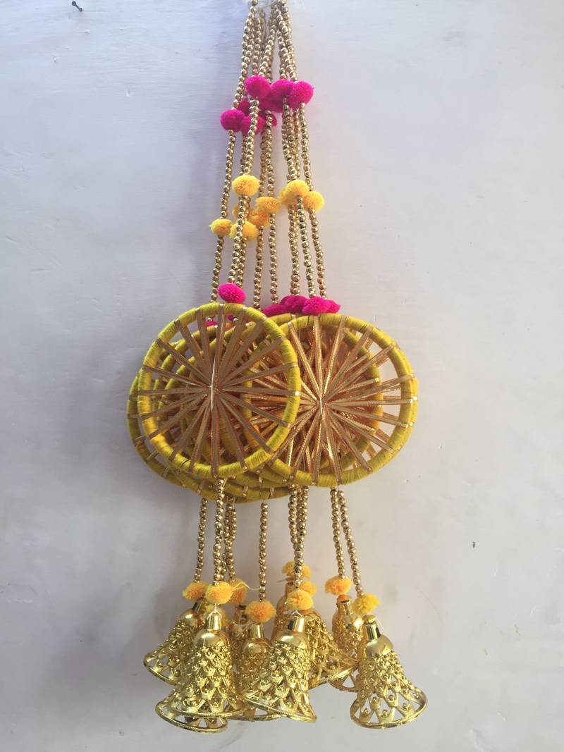 handmade hanging decorative door toran tassel religious home temple decorations (pack of 4)