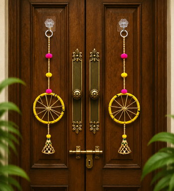 handmade hanging decorative door toran tassel religious home temple decorations (pack of 4) 3