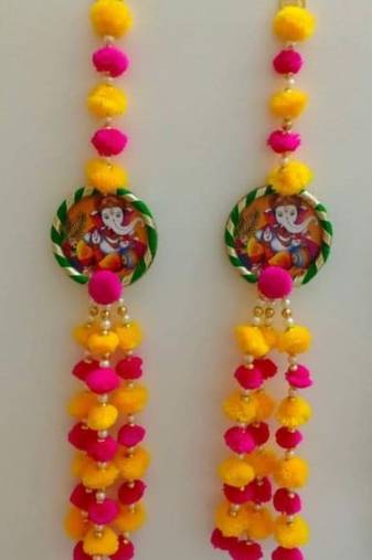 Handmade Ganesh Ji Pompom Door Hanging Decorative Home Entrance Festive Decor (pack of 4)