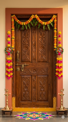 handmade ganesh ji pompom door hanging decorative home entrance pooja room festive decor (pack of 4) 2