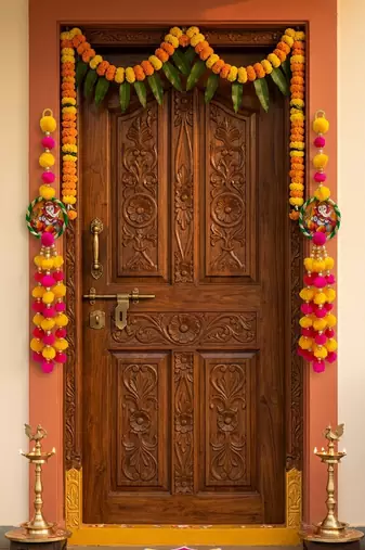 handmade ganesh ji pompom door hanging decorative home entrance pooja room festive decor (pack of 4)