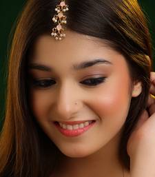 Pink kundan floral maang tikka