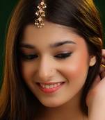 Pink kundan floral maang tikka