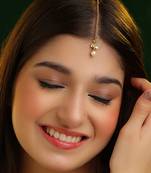Gold plated white pearl drop maang tikka