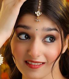 Grey kundan double drop maang tikka