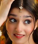 Grey kundan double drop maang tikka