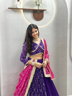 Purple Heavy Embroidery Work & miror lace Faux Georgette Navratri Lahenga Choli Set  2