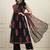 Yufta black cotton pintuck a line style kurta pant dupatta set